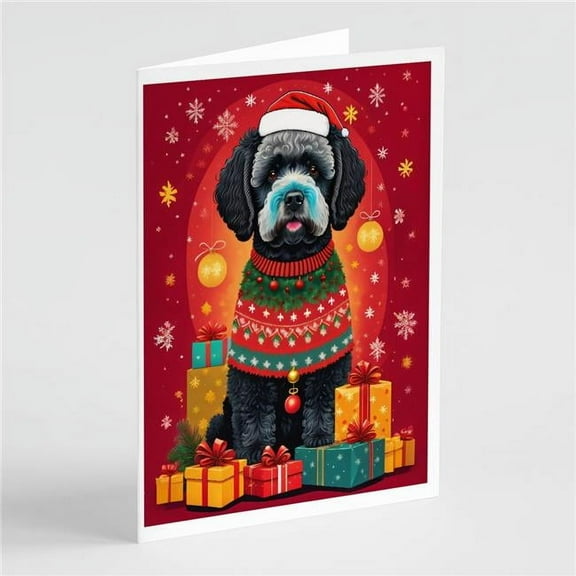 Portuguese Water Dog Holiday Christmas Greeting Cards Pack of 8 7 in x 5 in