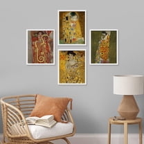 PixonSign Framed Wall Art Gustav Klimt The Kiss Golden Portraits Illustrations Posters, Set of 4 Vintage Humanities Fine Art Retro Canvas Prints for Home Decor - 8"x10" White