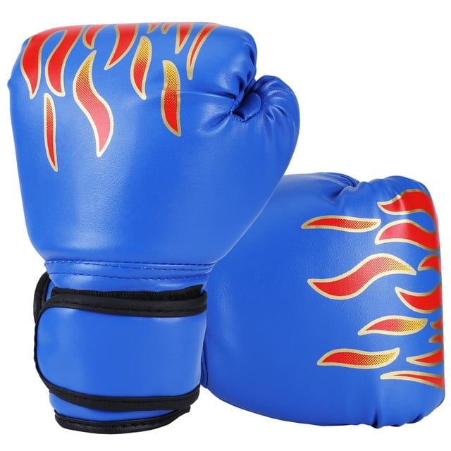 1 Paire de Gants de Boxe pour Enfants Entraînement Professionnel Gants de Boxe Sanda Filet à Flamme Respirant sports Combat Gants de Boxe Bleu