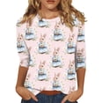 thumbnail image 3 of HAVUITYY Easter 3/4 Sleeve Sweaters for Women, Cute Printed Womens Lightweight Crew-neck Tops, Women's Spring Loose Pullover, 3 of 5