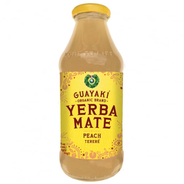 Guayaki Yerba Mate Peach Terere 16.9 oz Glass Bottles Pack of 12