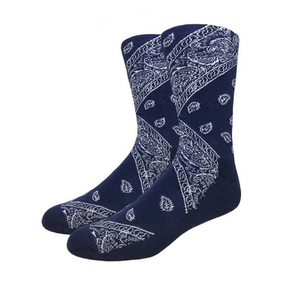 Couver Unisex Bandana Print Cotton Mid-Calf Crew Socks
