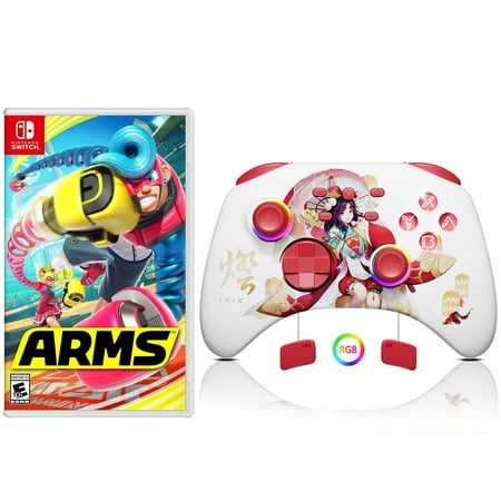 ARMS Game Disc and Upgraded Switch Pro Controller for Nintendo Switch/OLED/Lite, Wireless Switch Remote for PC/IOS/Android/Steam Pink