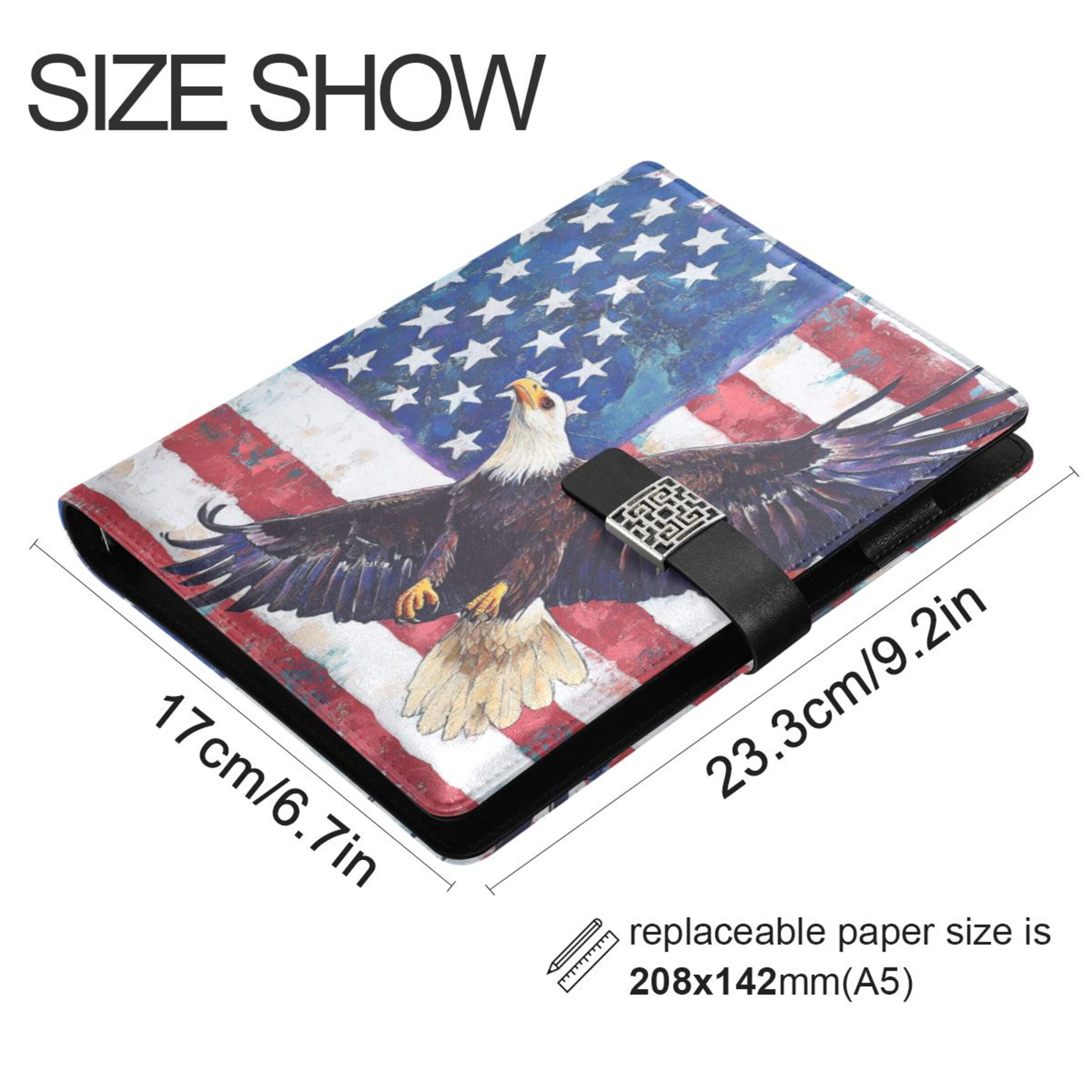 Leather Planner Leather Notebook Notebook Journal Binder Design Pen Pocket Design Convenient for Storage Cool Eagle Pattern