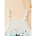 thumbnail image 5 of Bslissey Baby Girls Sweater Romper Sleeveless Letter Embroidery Suspender Jumpsuit Newborn Infant Cute Square Neck Bodysuit Overalls Birthday Clothes 3M 6M 12M 18M, 5 of 8