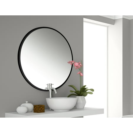 mirror round framed vanity canada mirrors bathroom plain entryway dia accent hanging circle industrial frame metal bedroom modern