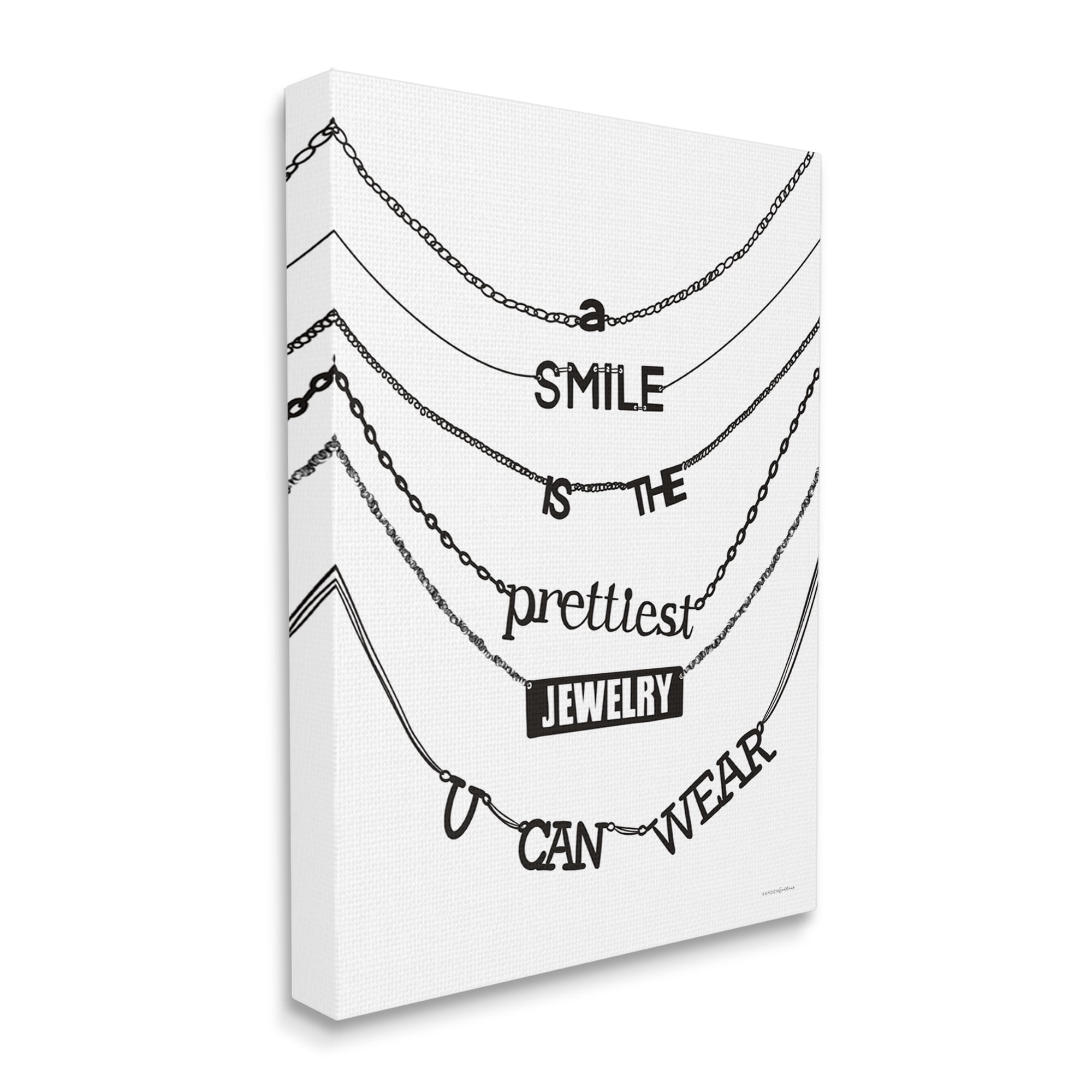 Stupell Industries Smile Glam Quote Chic Necklace Varied Text Design Graphic Art Gallery Wrapped Canvas Print Wall Art, Design by Kamdon Kreations