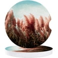 thumbnail image 1 of RYLABLUE Pink Reeds Oil Painting Style Set of 6 Car Coaster for Drinks, Absorbent Ceramic Stone Coasters Cup Mat with Cork Base for Home Kitchen Room Coffee Table Bar Decor, 1 of 5