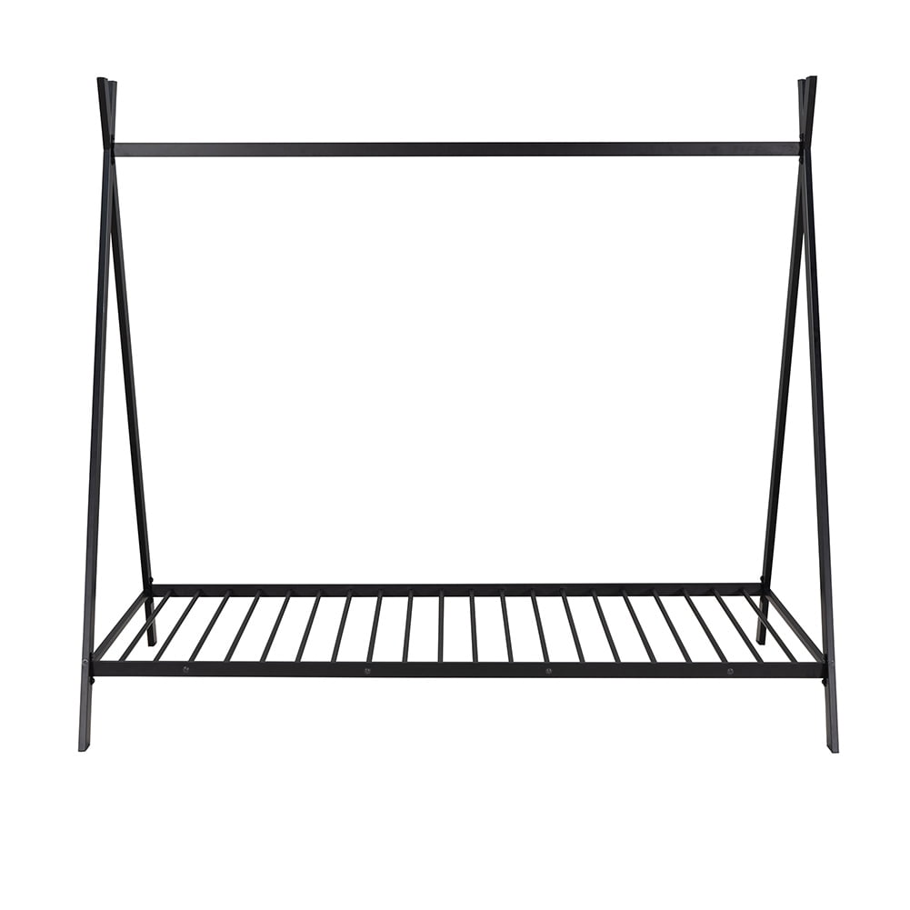 Kepooman Tent Bed for Kids, Wooden Floor House Bed Frame for Kids - Twin Size - Black Kepooman Tent Bed for Kids, Wooden Floor House Bed Frame for Kids - Twin Size - Black