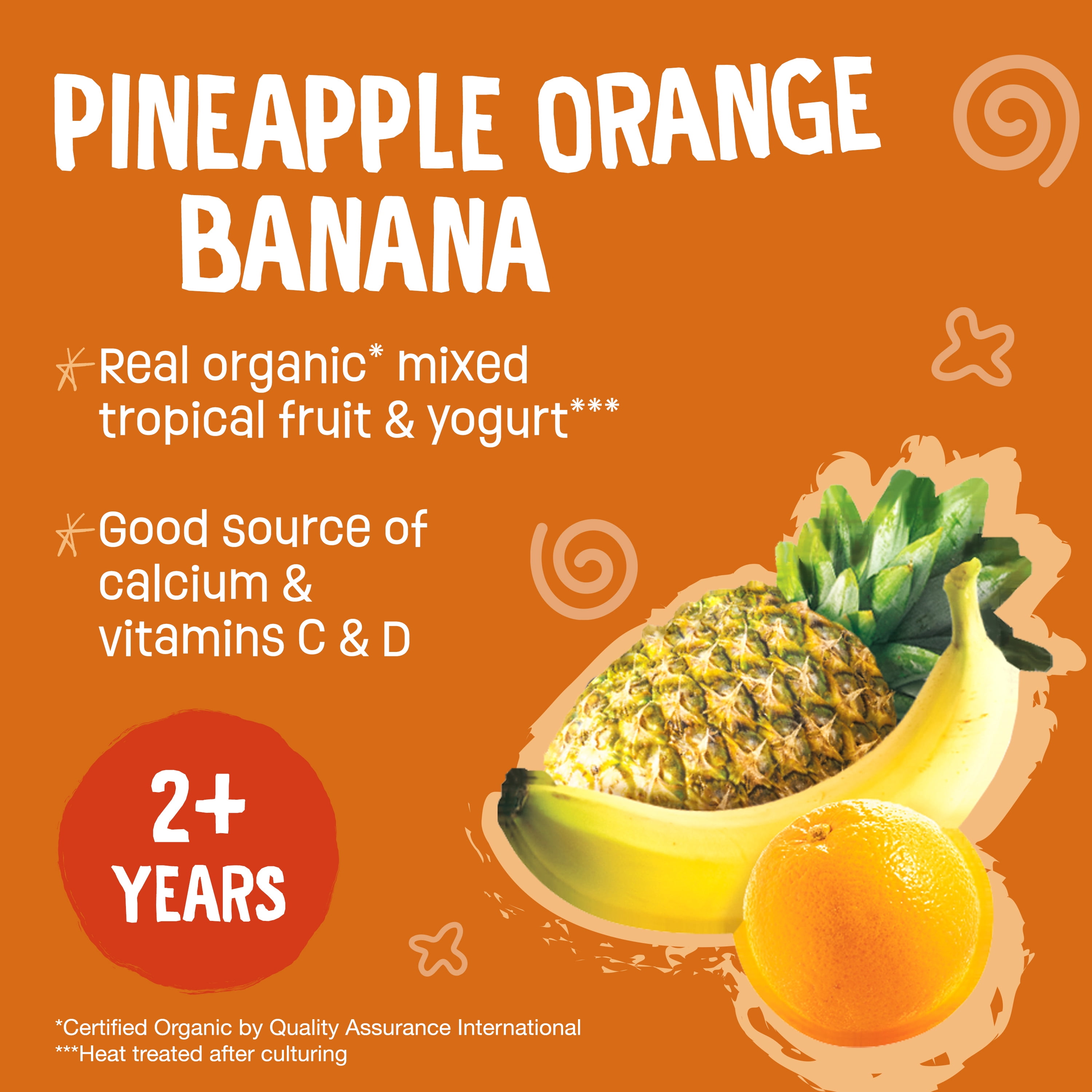 Earth's Best Organic Fruit Yogurt Smoothie Toddler Food, Pineapple Orange Banana, 4.2 oz Pouch