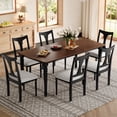 thumbnail image 3 of Harper & Bright Designs Extendable Dining Table Set for 6 with 6 Chairs, 7 Pieces Rectangle Rustic Farmhouse Kitchen Table Set with Removable Leaf for Kictchen, Black+Brown, 3 of 17