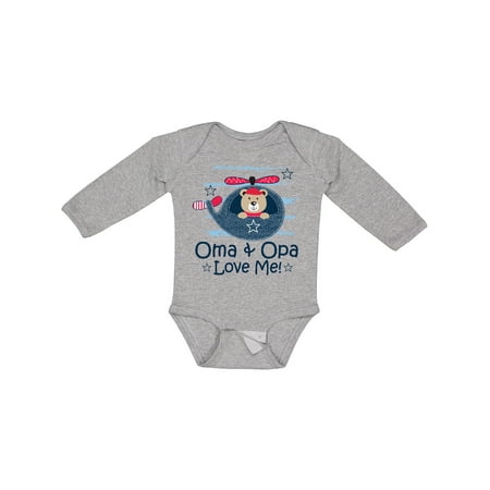

Inktastic Oma and Opa Love Me Grandson Gift Baby Boy Long Sleeve Bodysuit