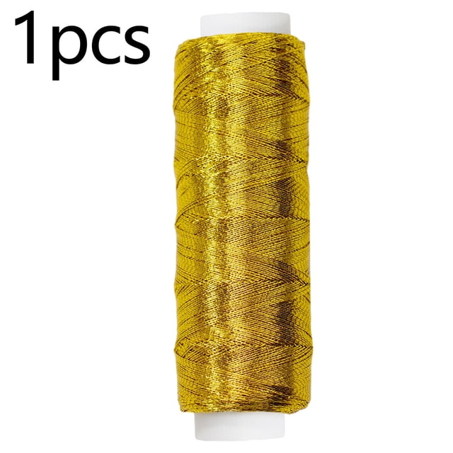 BUYISI Sewing Thread Glossy Silver And Gold Embroidery Thread Supplies For Patchwork Diy Knitting And Sewing Hand Making 200M Gold Thread