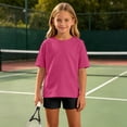 thumbnail image 2 of Cethrio Girls Outfit Sets Short Sleeve, Summer Solid Color 2 Piece T-shirts and Shorts Sets Hot Pink Size 6, 2 of 8