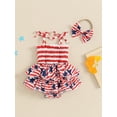 thumbnail image 2 of Bagilaanoe 4th of July Newborn Baby Girl Rompers Dress Star Print Sleeveless Bodysuit + Headband 3M 6M 12M 18M Infant Patchwork A-line Dresses for Independence Day, 2 of 7