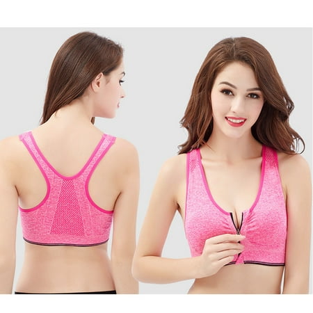 

EQWLJWE Women Zip Front Sports Bra Wireless Post Surgery Bra Active Yoga Sport Yoga Bra Sports Bra Holiday Clearance