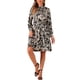 thumbnail image 2 of Vestido Floral de Mujer Inspire Chic con Cuello Mock, Manga Larga, Cintura Ajustable, Largo a la Rodilla, Estilo Boho, Negro y Amarillo, 2 of 5
