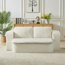 Aukfa Full Size 2-in-1 Convertible Sofa Bed – Pull-Out Futon with Blanket, Space-Saving Sofa for Living Room/Guest Room, No Assembly,Cream