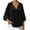 Black, variant on Women's 3/4 Sleeve Striped Loose Fit Top Casual Pullover Blouse Soft Nylon Spandex