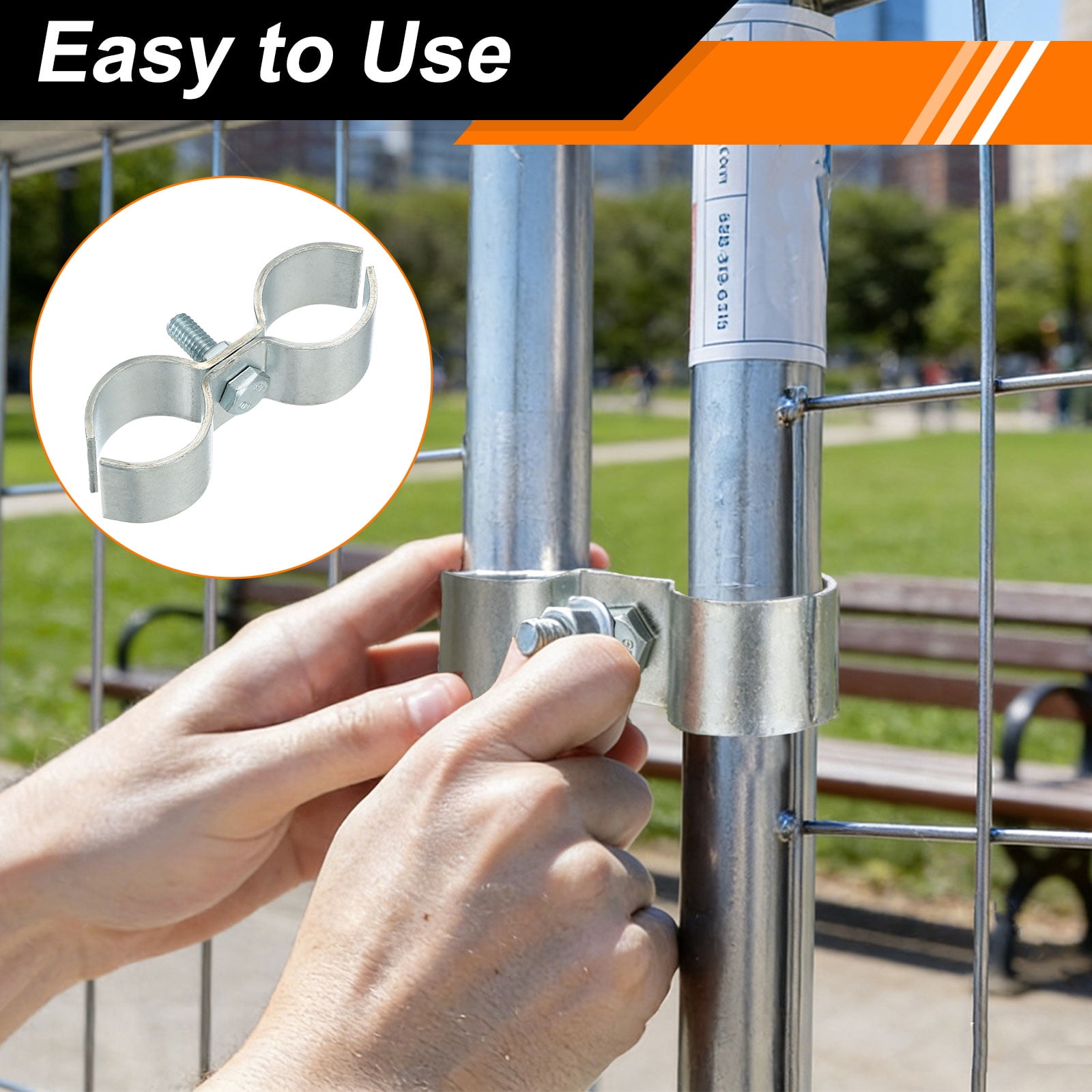 Uxcell 12pcs Chain Link Fence Panel Clamps 1" Galvanized Dog Kennel Clamps Fence Connector Temporary Dog Cage Hardware Parts with Bolts and Nuts for Round Pipe Panel Frame Cage