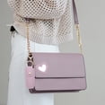 thumbnail image 2 of Unique Bargains 1 Pc Handbag Charms Keychains Heart Mirror Lipstick Bag Bag Accessories Light Purple, 2 of 6