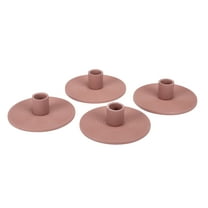 Elanze Designs Ribbed Ceramic Taper Candle Holders, Mantle Decorations, Dining Table Centerpiece, Artisan, Candlestick Holder for Tapered Candles, Pack of 4, Brick