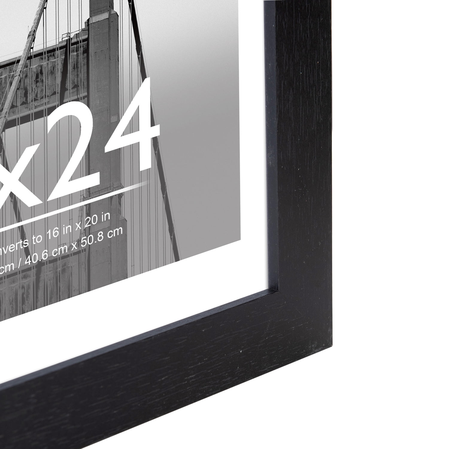 Meframe 3PACK 18x24 Wooden Picture Frame Set, Matted to 16x20 Wall Poster Frame, Black