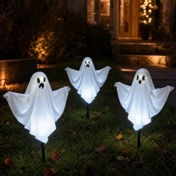 Halloween Ghost Lights Outdoor Decorations Cloth 3 Pack