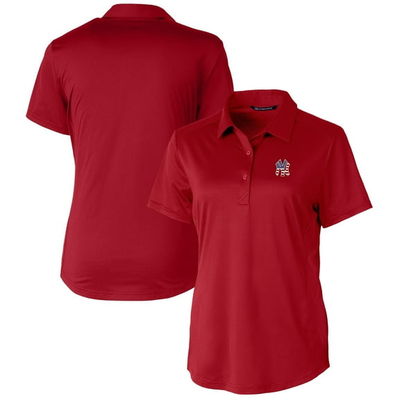 Women's Cutter & Buck Cardinal New York Yankees Americana Logo Prospect DryTec Textured Stretch Polo