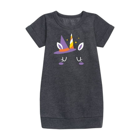 

Instant Message - Halloween Unicorn Face - Youth Girl Ss Fleece Dress