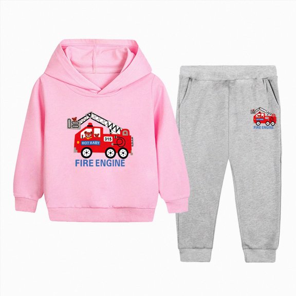 Linfrsh Toddler Baby Boy Clothes Outfits Fall Winter Hoodie Sweatshirt Elastic Waist Pants Set Little Kids 2pcs Gifts