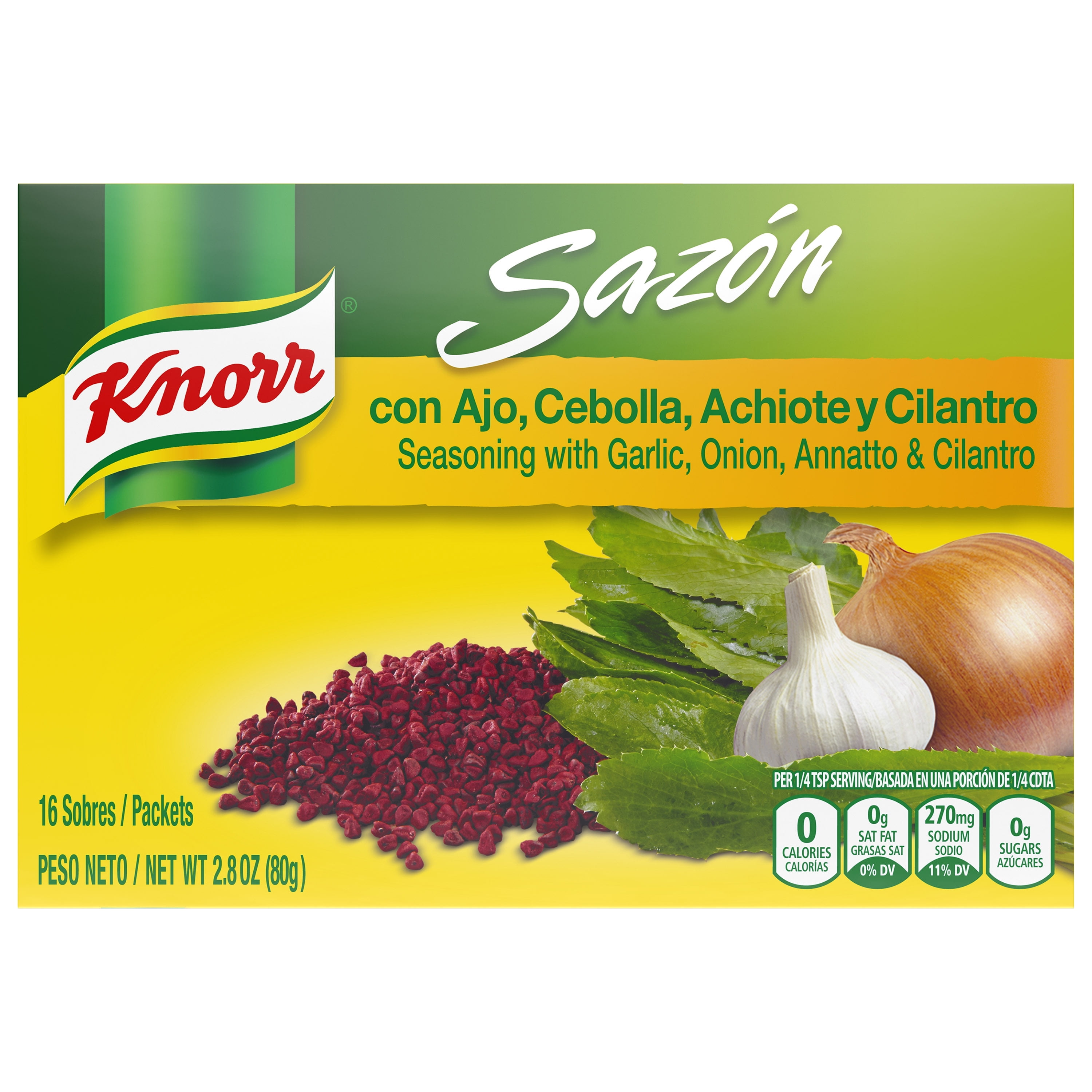 Knorr Sazon Seasoning Garlic, Onion, Annatto & Cilantro 2.8 oz, 16 ct