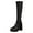Black, variant on Platform Knee High Boots Women Stretch Leather Pull on Square Toe Chunky Block Heel Fall Winter Dress Tall Boots Black 7