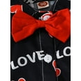 thumbnail image 4 of Toddler Boys Valentine's Day Outfits Heart Letter Print Bowtie Short Sleeve Shirts Tops and Red Shorts 2Pcs Gentleman Set, 4 of 9