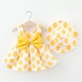 thumbnail image 2 of KDFJPTH Polka Dot Print Big Bowknot Sundress Fot Toddler Kids Summer Sleeveless A-Line Party Casual Dress With Straw Hats, 2 of 3