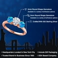 thumbnail image 2 of Gem Stone King 18K Rose Gold Plated Silver White Moissanite and Simulated Blue Opal Engagement Ring for Women | 1.80 Cttw | Round 6MM | Gemstone Birthstone | Size 8, 2 of 7