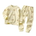thumbnail image 2 of RXIRUCGD Mode Ensembles de Pantalons Longs Décontractés à Manches Longues pour Filles et Garçons Col Rond Imprimé Bouton (Jaune, Taille: 2 Ans), 2 of 3