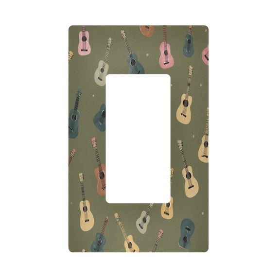 Yayeee Rocker Switch Wall Plate 1-Gang 4.6"x2.9" Home Decorative Outlet Cover, Cartoon Guitar Pattern