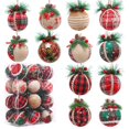 24PCS Plaid Patterned Shatterproof Christmas Ball Ornaments Rustic