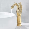 thumbnail image 1 of Grifo mezclador de lavabo de lujo, elegante grifo monomando para lavabo de un solo orificio con construcción de latón macizo sin plomo, acabado dorado, pulido brillante para el tocador de su baño, 1 of 5