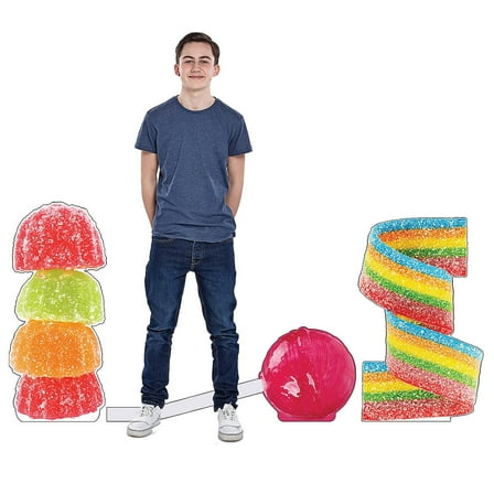 20 3/4" – 43 1/2" Candy Cardboard Cutout Stand-Up Assortment with Easels - 3 Piece