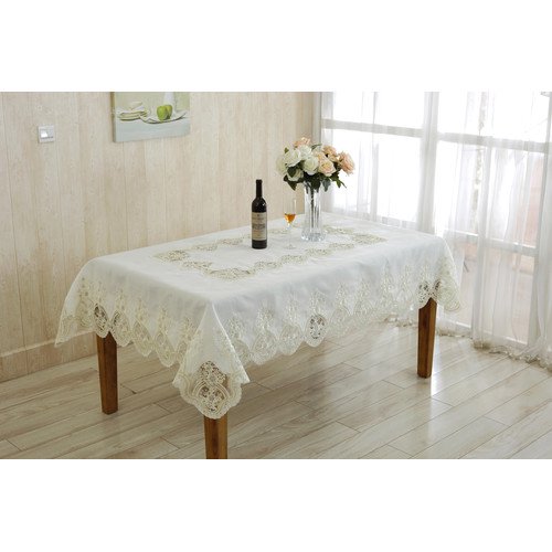 Violet Linen Heritage Embroidered Oblong / Rectangle Tablecloth