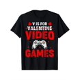 thumbnail image 2 of Men's "V Is for Video Games" Valentine's Day T-Shirt - Humorous Gamer Boy Gift, Black Cotton Tee with Game Controller Graphics, Casual Round Neck, All-Season Wear, Video Gamer Gifts, 2 of 7