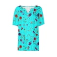 thumbnail image 4 of PVCS Womens Tops Summer Tops for Women Vacation Trendy V Neck Short Sleeve Shirts Casual Loose Spring Vintage Floral Print Comfy Tunic Clothes, 4 of 5