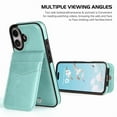 thumbnail image 6 of VENINGO for iPhone 16 Wallet Case 6.1" with Card Holder Slots PU Leather Kickstand Magnetic Lock Lightweight Shockproof Full Body Protective Cover for iPhone 16, Mint Green, 6 of 8