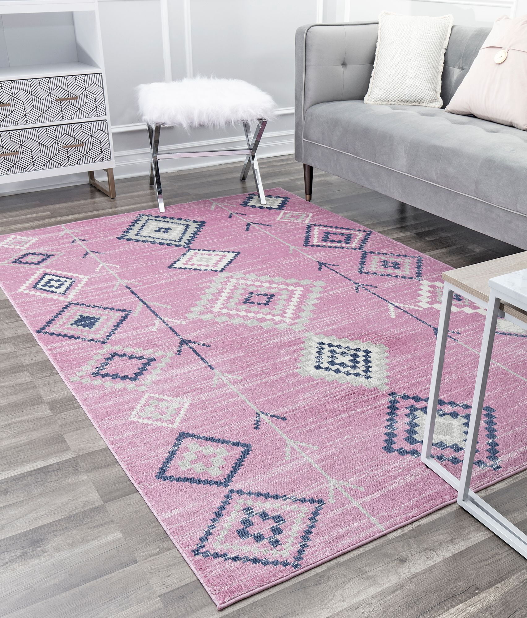 Soleil BR15C Native Pink Tribal Moroccan pink Area Rug, 8'9"x12'