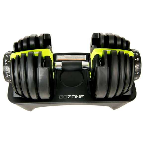 GoZone 10lb-52.5lb Single Adjustable Dumbbell – Black/Green, Single Dumbbell