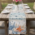 thumbnail image 4 of Navy Blue Beige Starfish Table Runner 70 Inches, Coastal Nautical Summer Coral Shell Bed Runner Dresser Scarves Tabletop for Indoor Outdoor Parties/Ceremony/Banquet, 13" x 70", 4 of 9