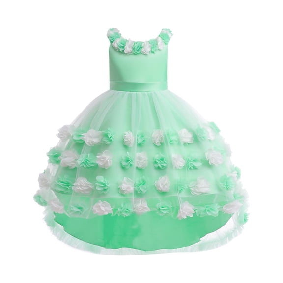 Princess Dress up Costumes for Girls Halloween Costume Kids Birthday Party Cosplay World Book Day Fancy Dress Clothes Green 5-6 Years