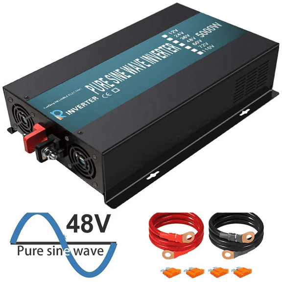 WZRELB RBP-500048S Pure Sine Wave 5000W (10000W Surge) 48V Power Inverter DC to AC Power - Solar, RV, Black